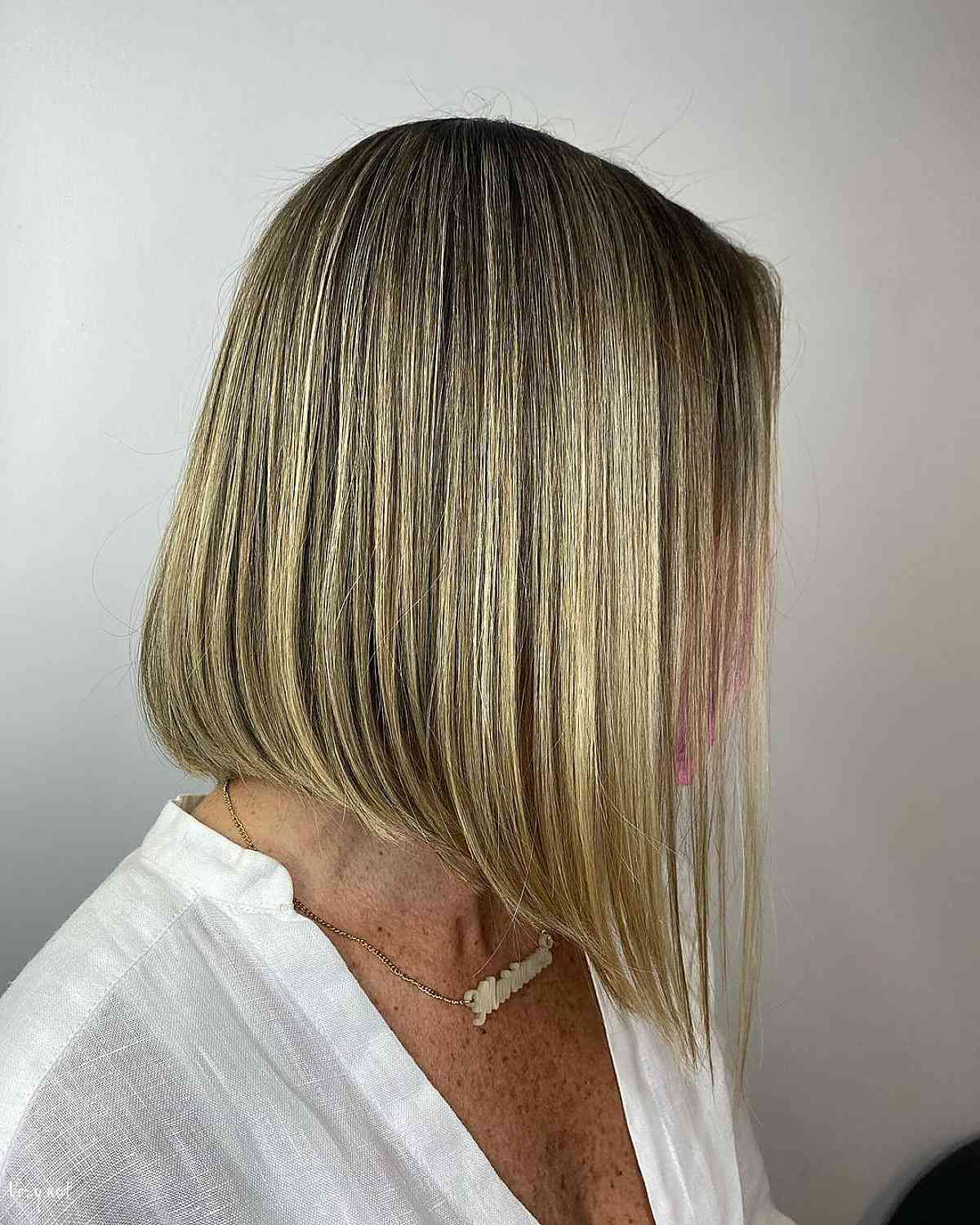 long blonde bob hairstyle for ladies over 50