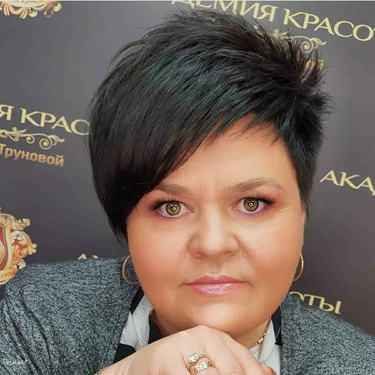 long choppy pixie cut for a fat face