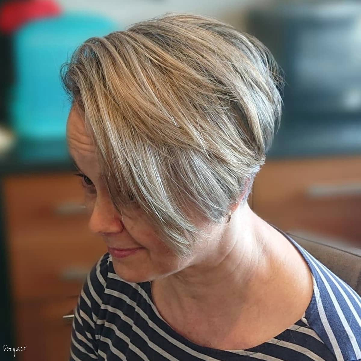 long pixie cut for women over 50 with round faces