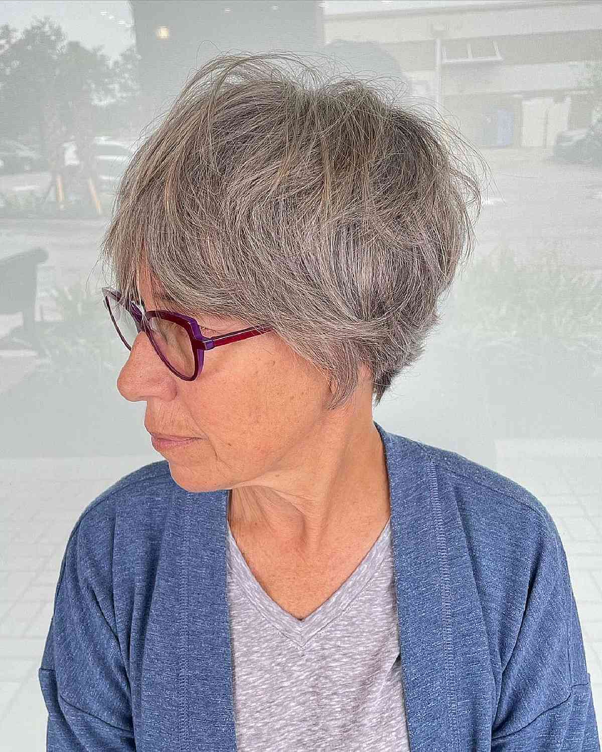 long pixie with shaggy layers for women over the age of 50