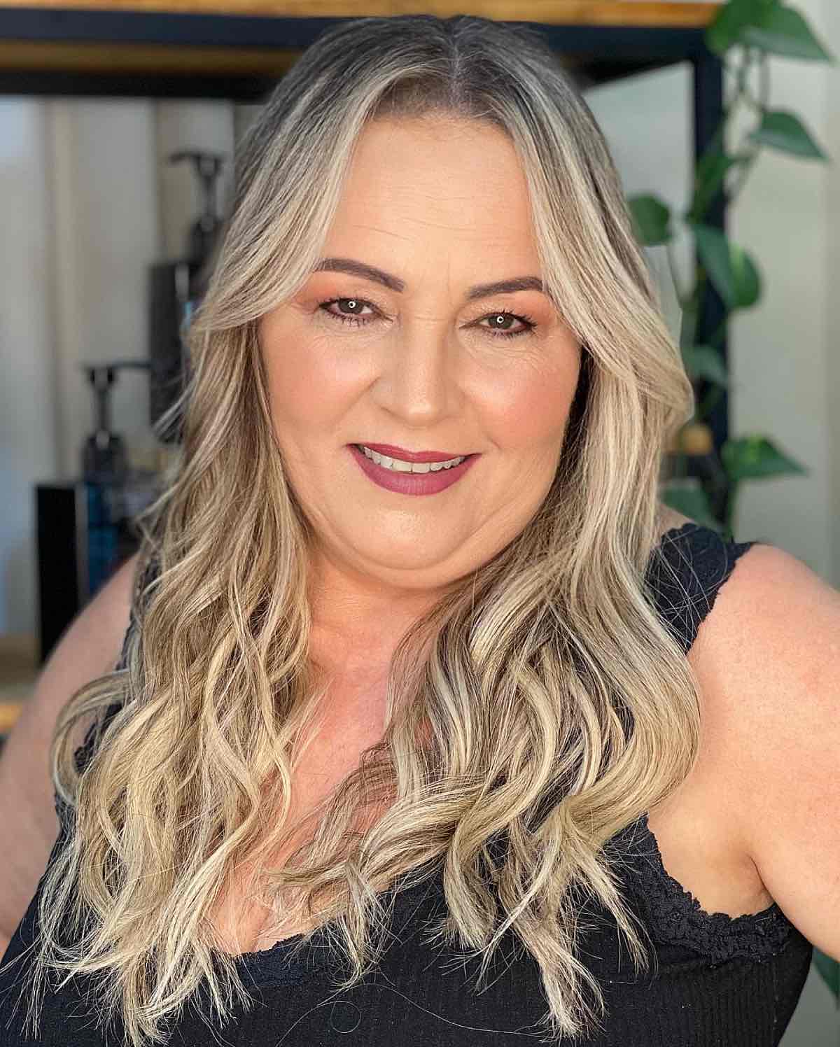 long wavy blonde hair for overweight ladies over 50