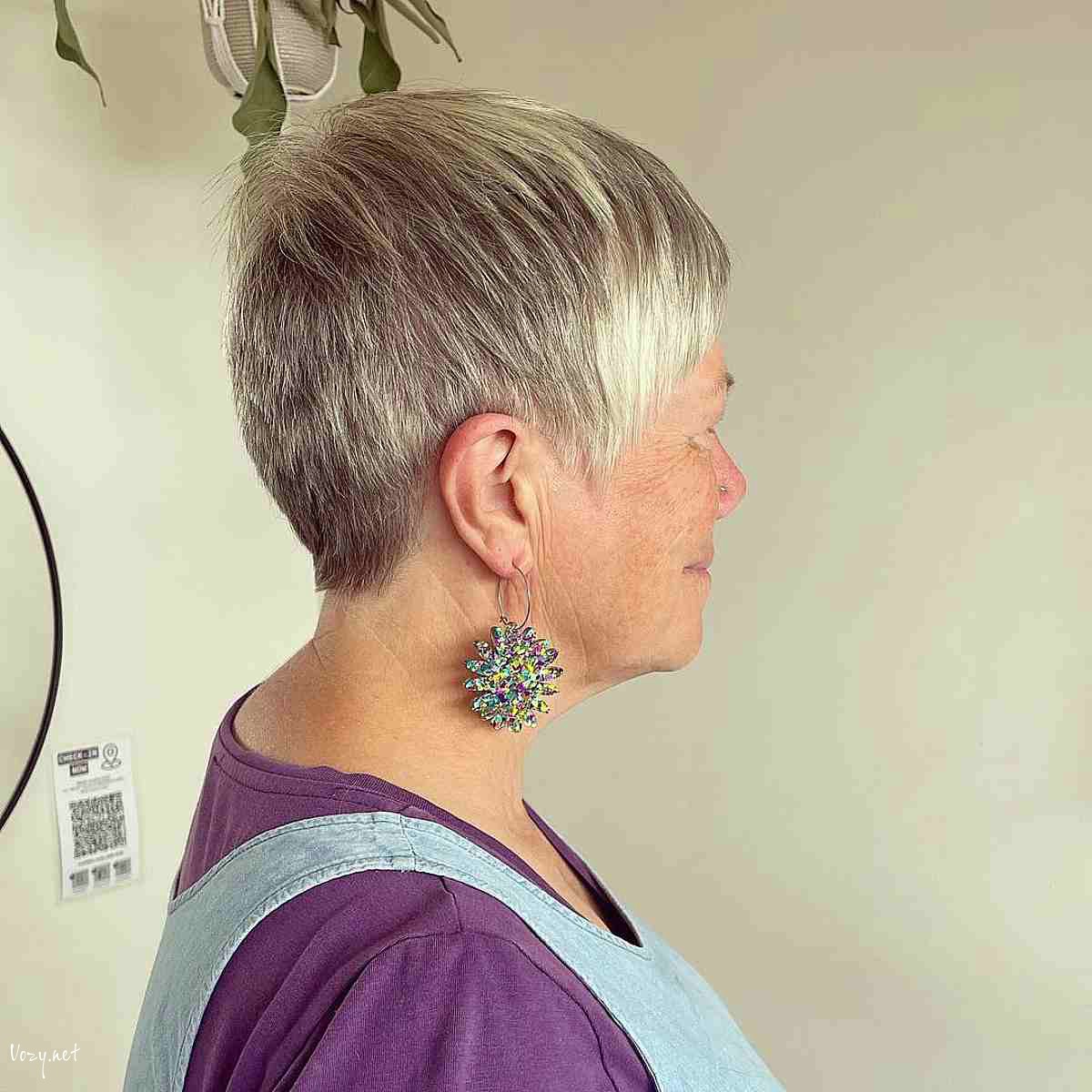 low maintenance extra short tapered cut for a lady in her 50s