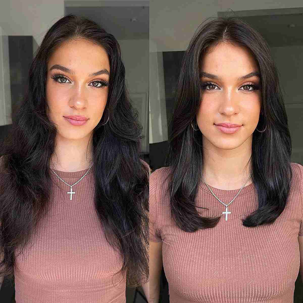 low maintenance medium haircut with subtle layers for oval faces
