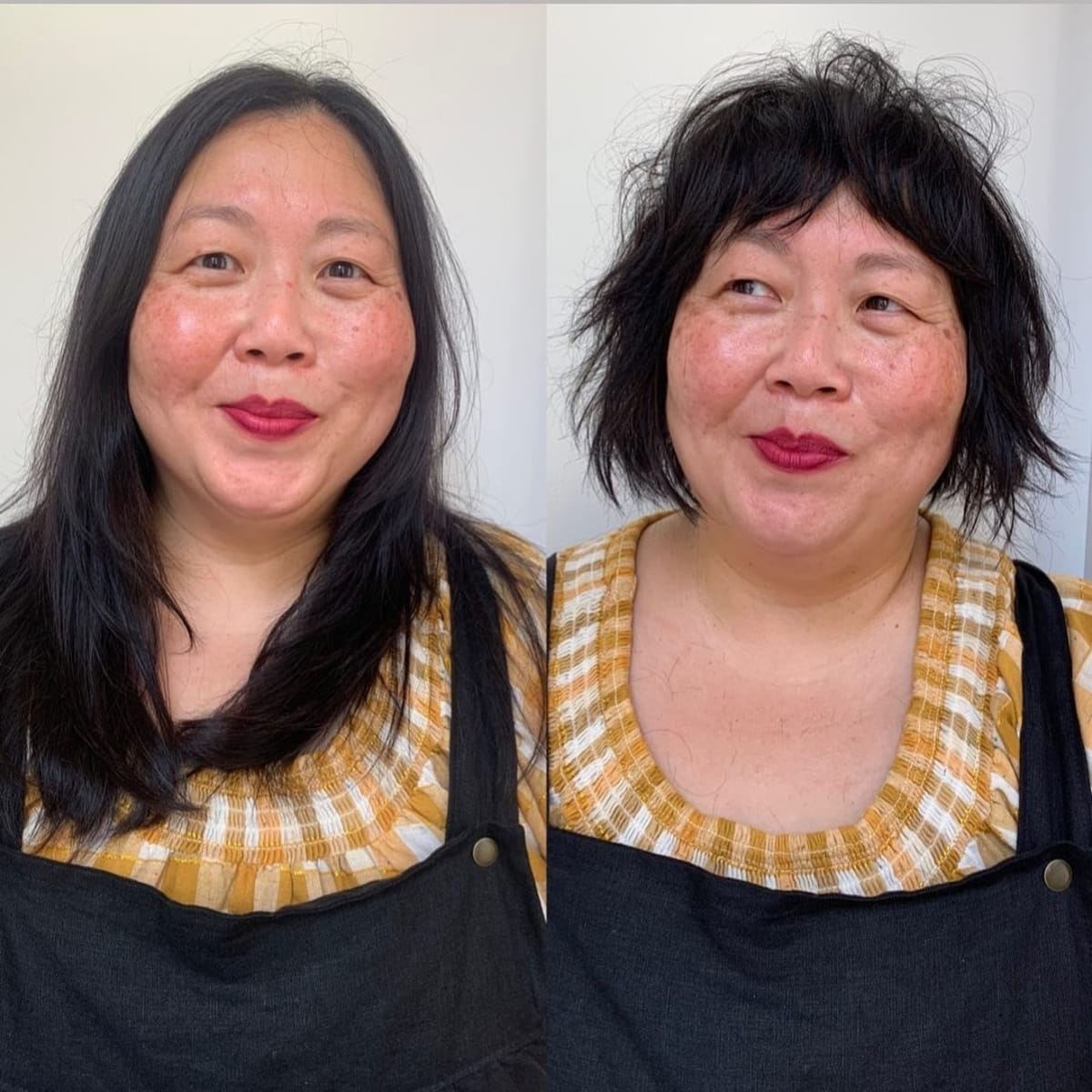 medium length angled bob with an edge for old ladies