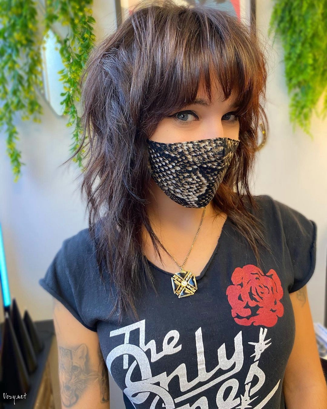 medium length shag cut with fringe
