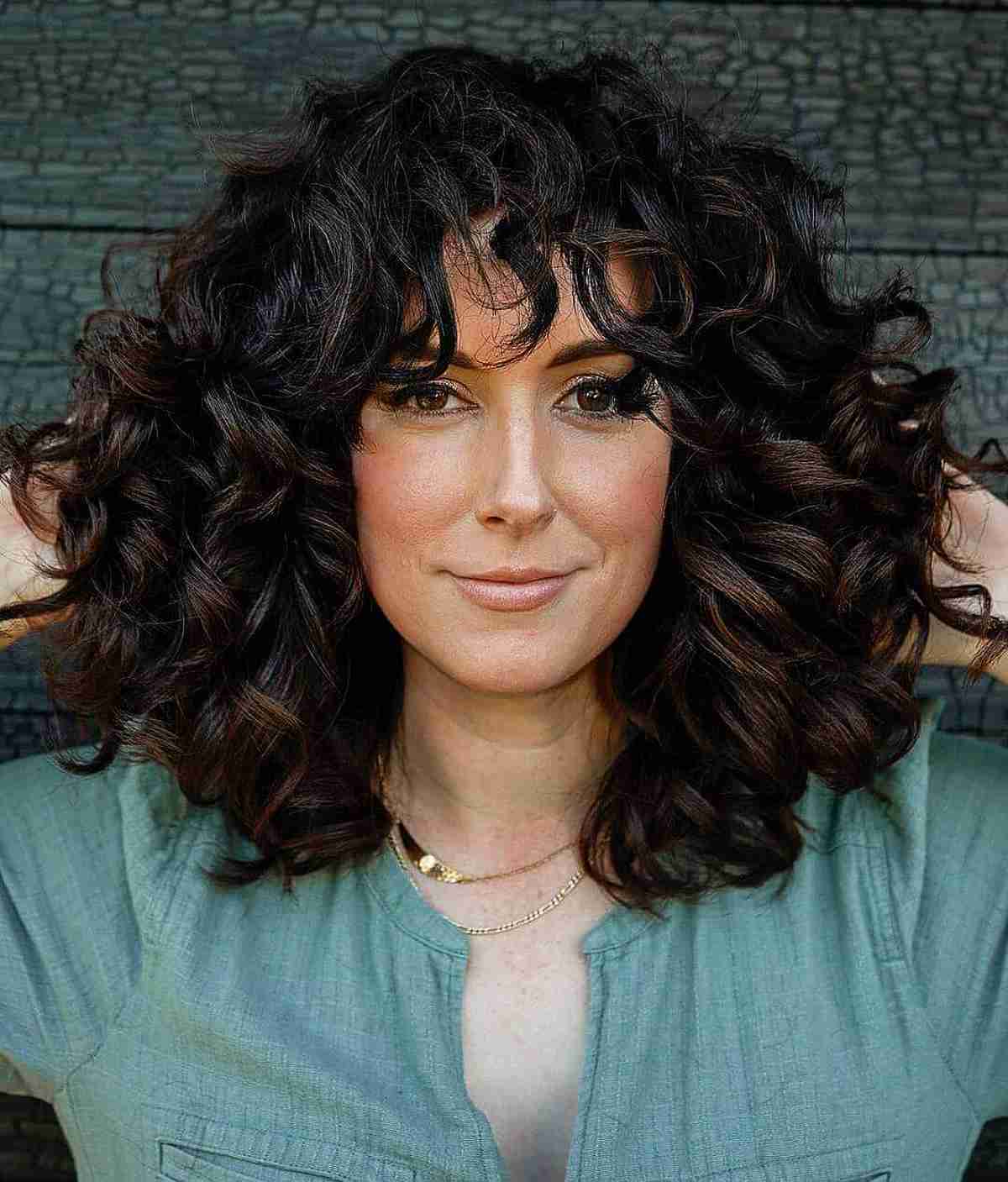 medium length thick and full curls