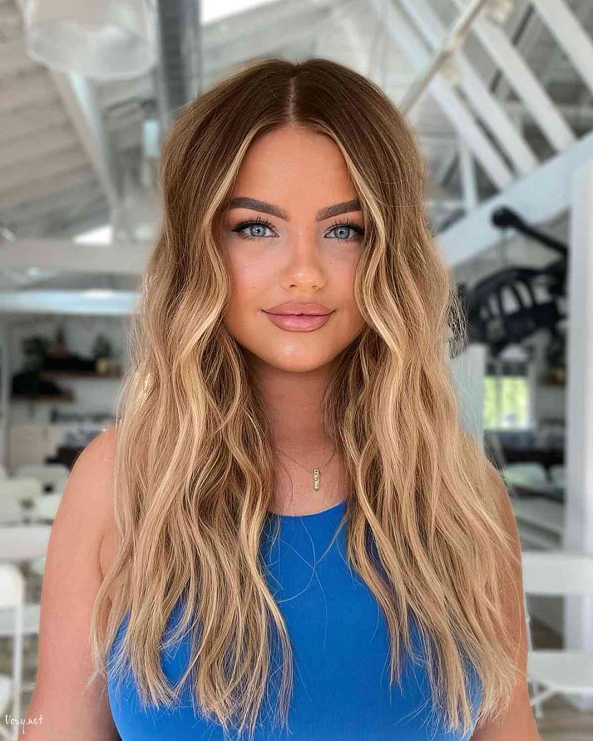 medium long waves with a dark base for fine hair