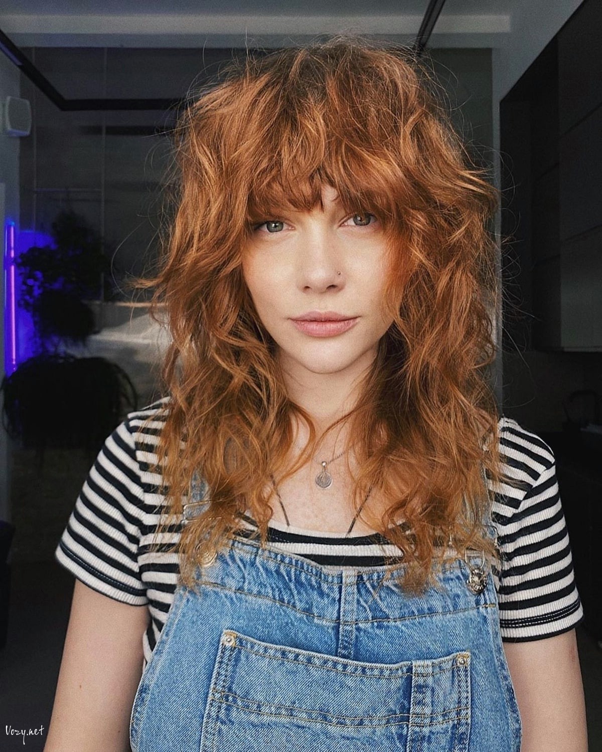 messy shag with short layers and bangs 1