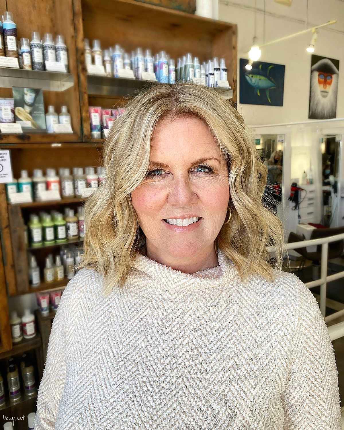 mid length beach waves for women over 40