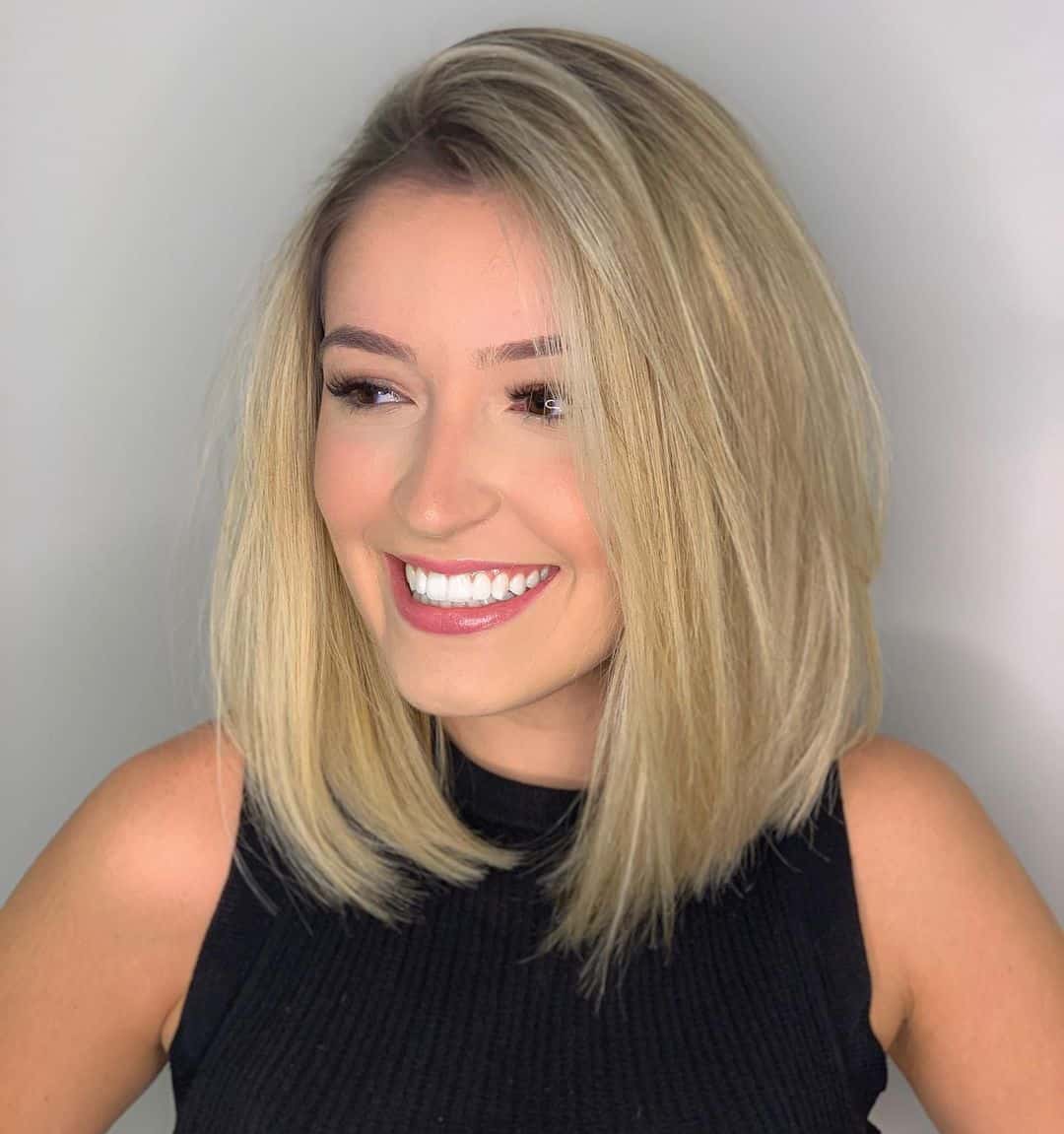 mid length bob for oval face