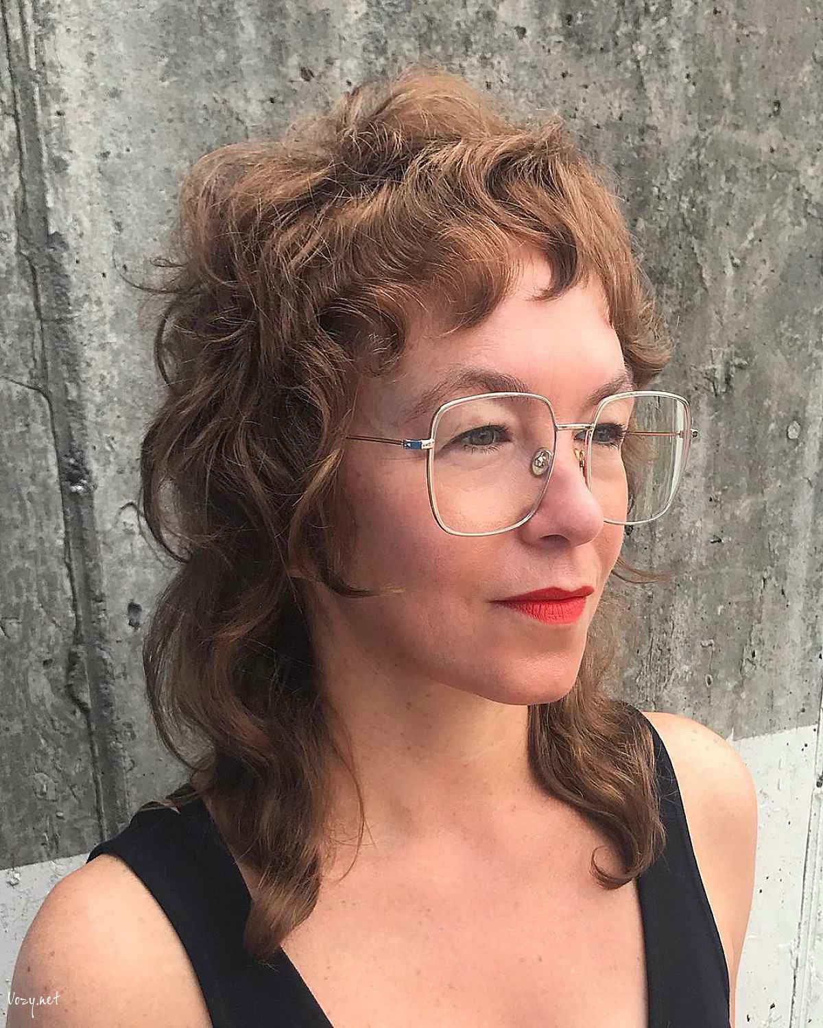 mullet wolf cut for women with glasses