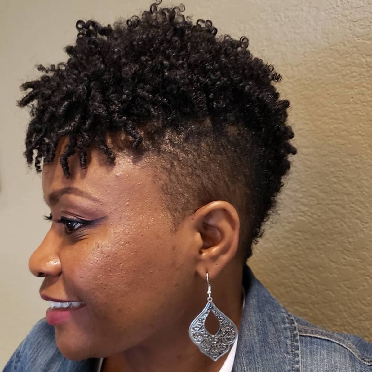 natural fohawk with low fade for women