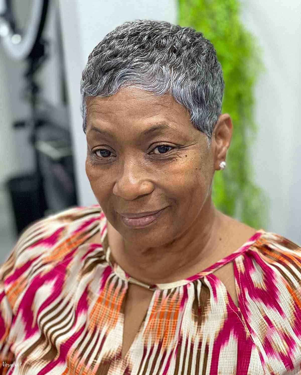 natural salt and pepper pixie cut for black ladies 50 and over