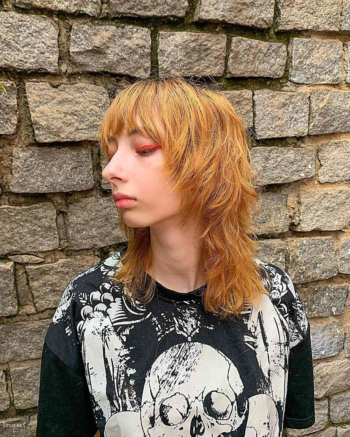 natural texture on shaggy mullet wolf cut hair