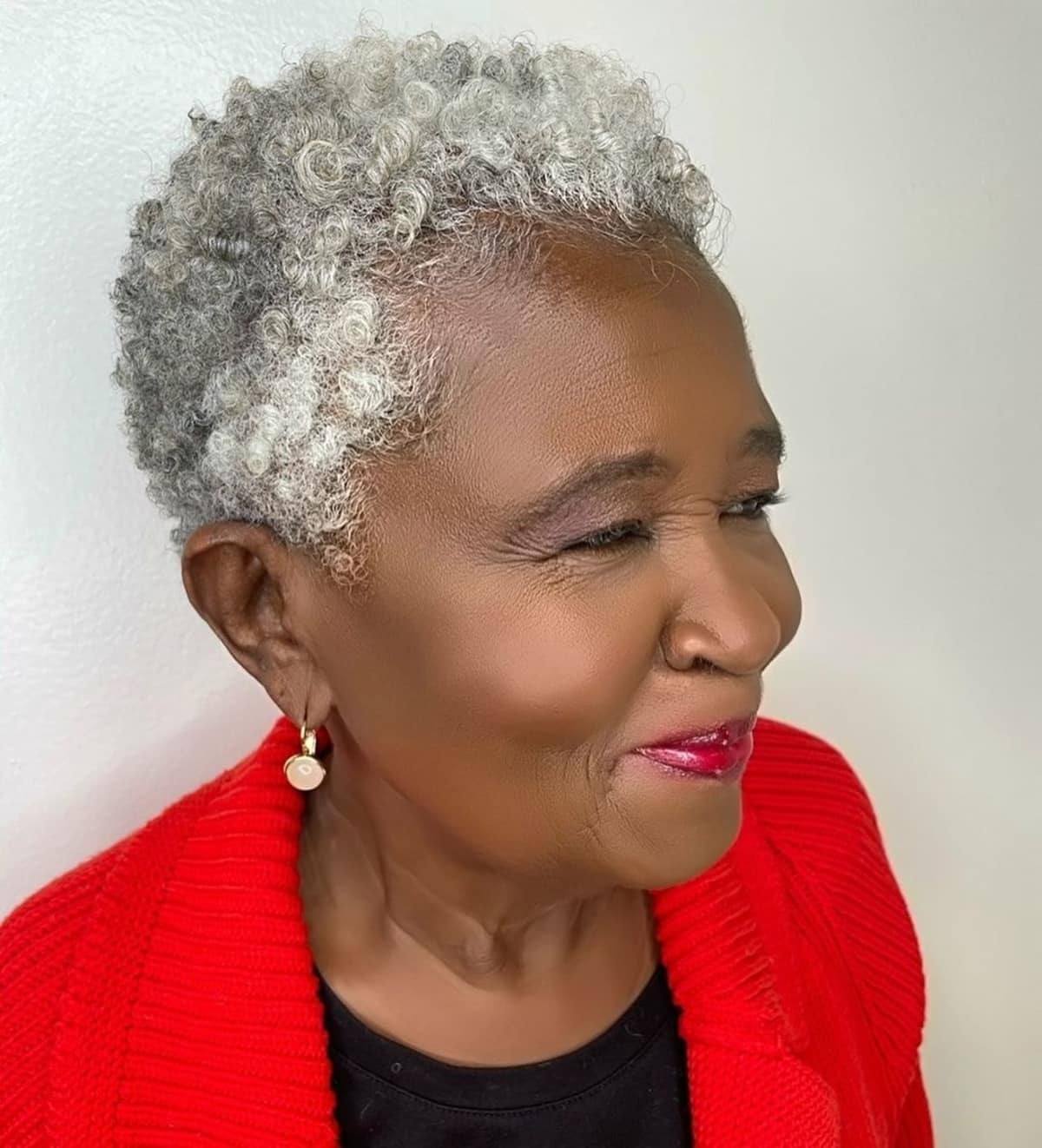 natural twa hairstyle for black senior women