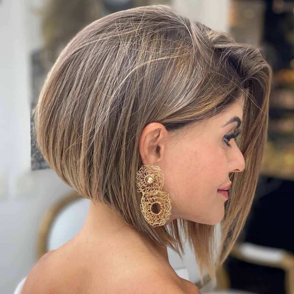 neck length inverted bob for ladies over 40