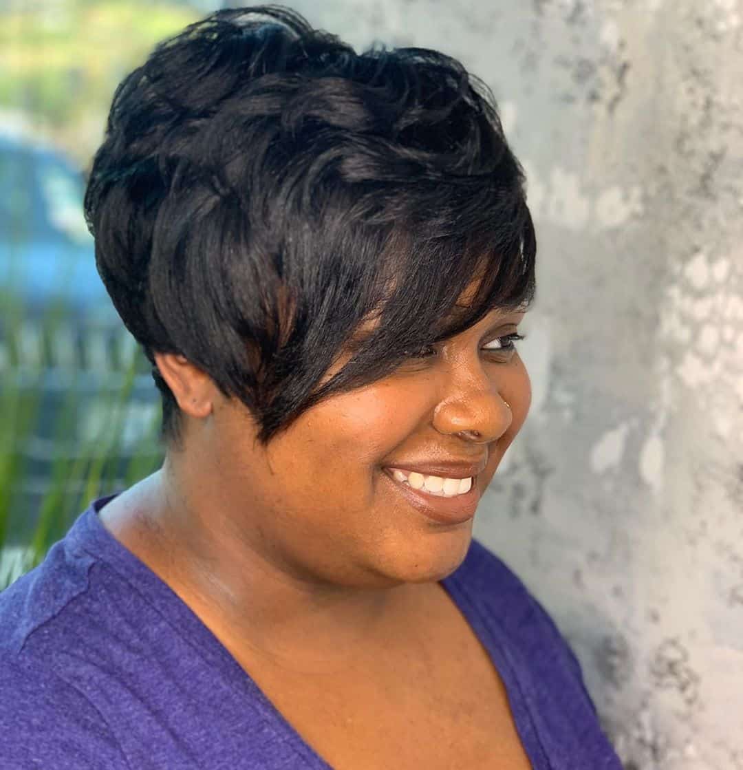 pixie bob for african american woman over 50 years old with a round face