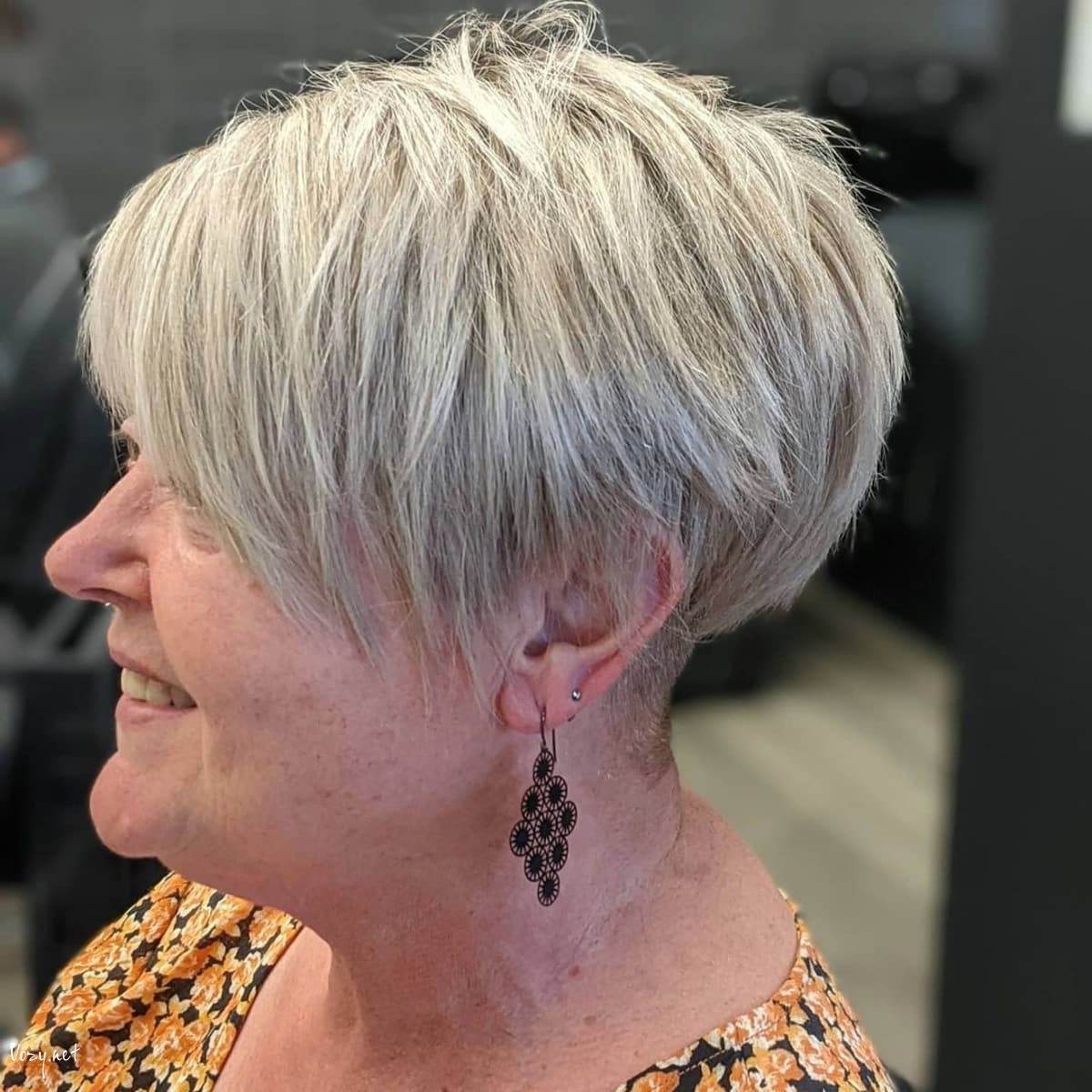 pixie bob with layers for grey haired women