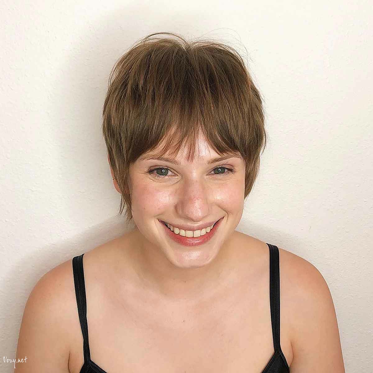 pixie cut with curtain bangs
