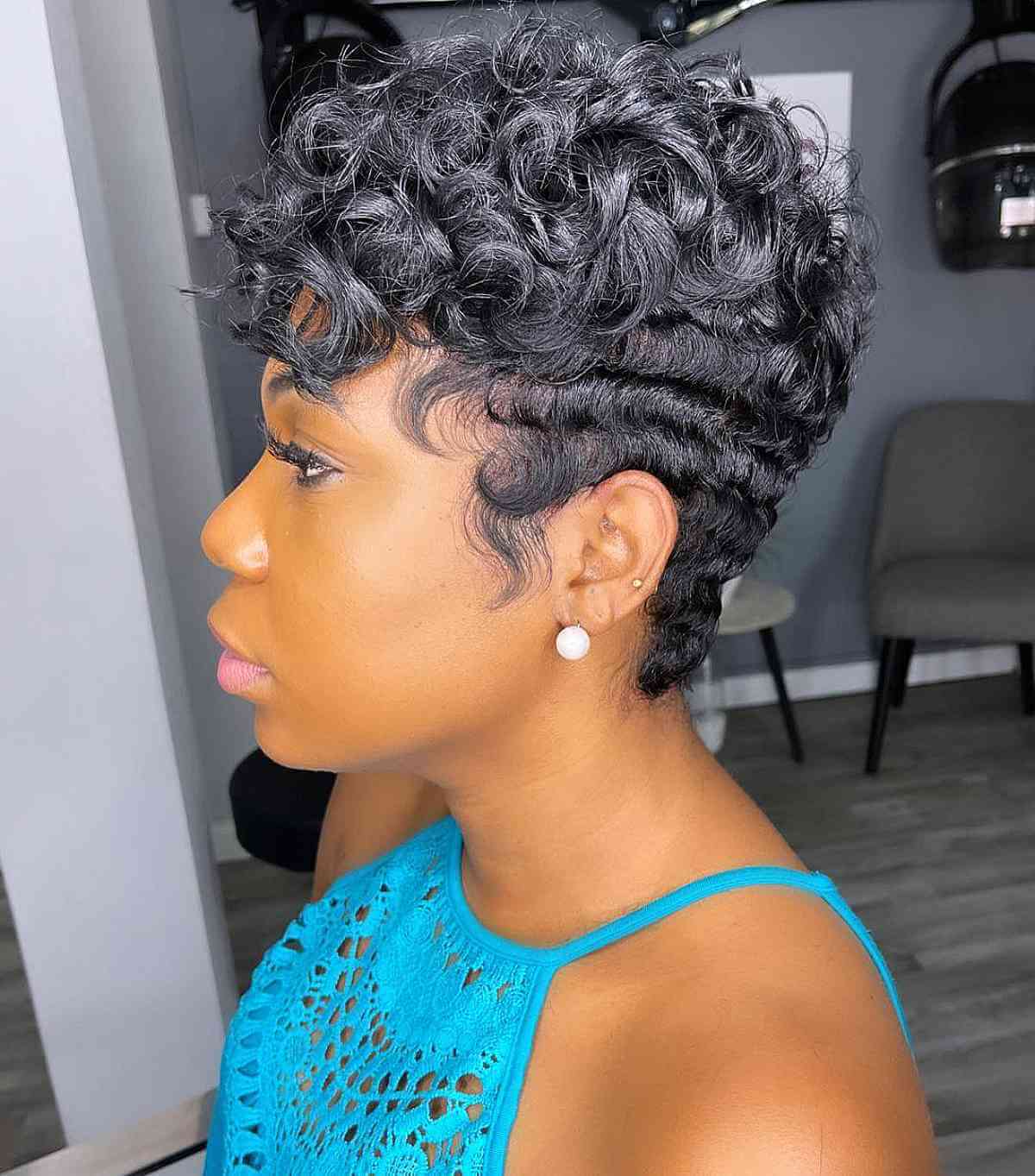 pixie with finger waves for relaxed hair