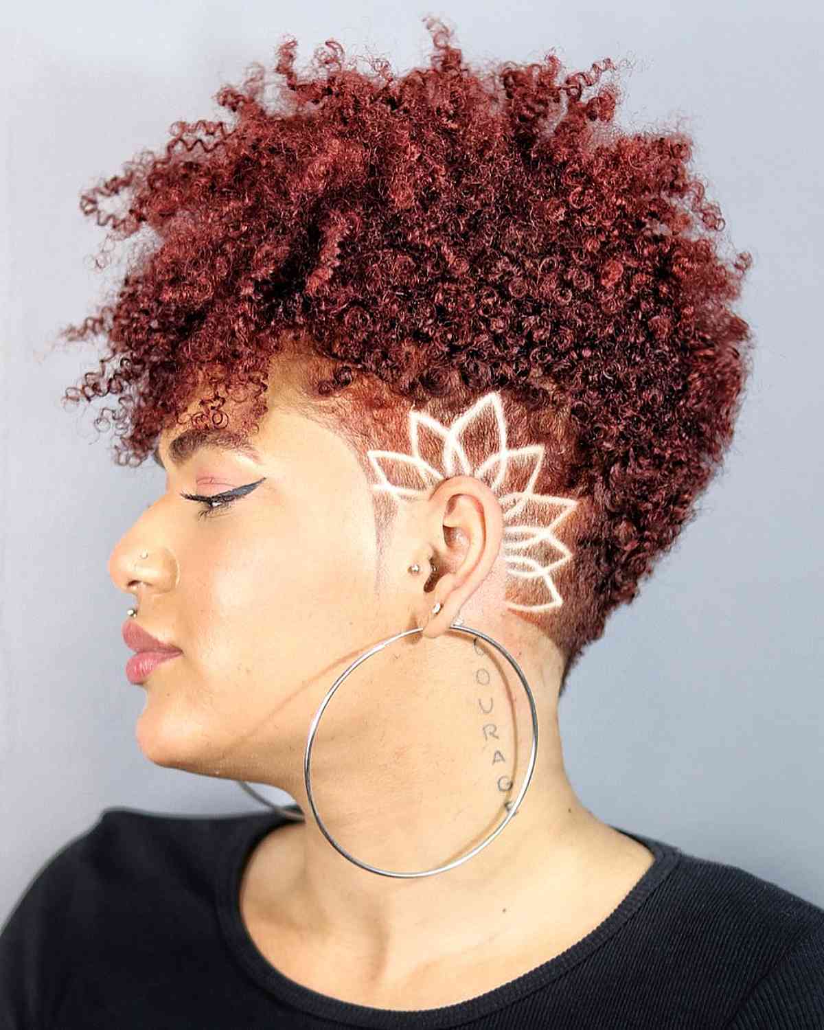 pixie with shaved sides and designs for black women