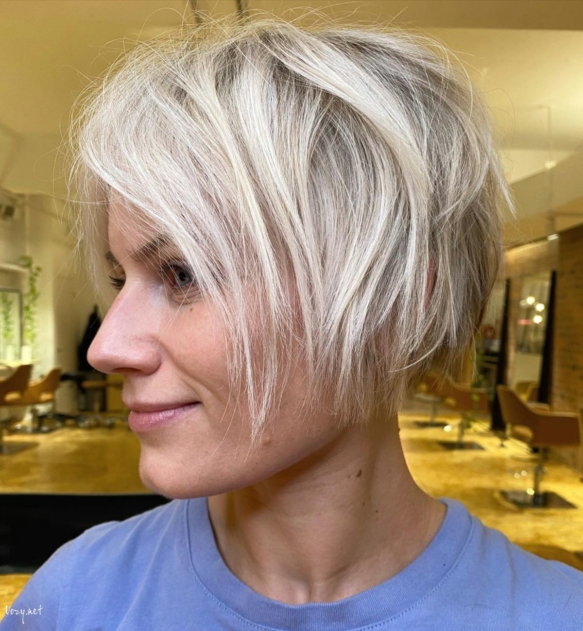 prettiest jaw length short shaggy cut
