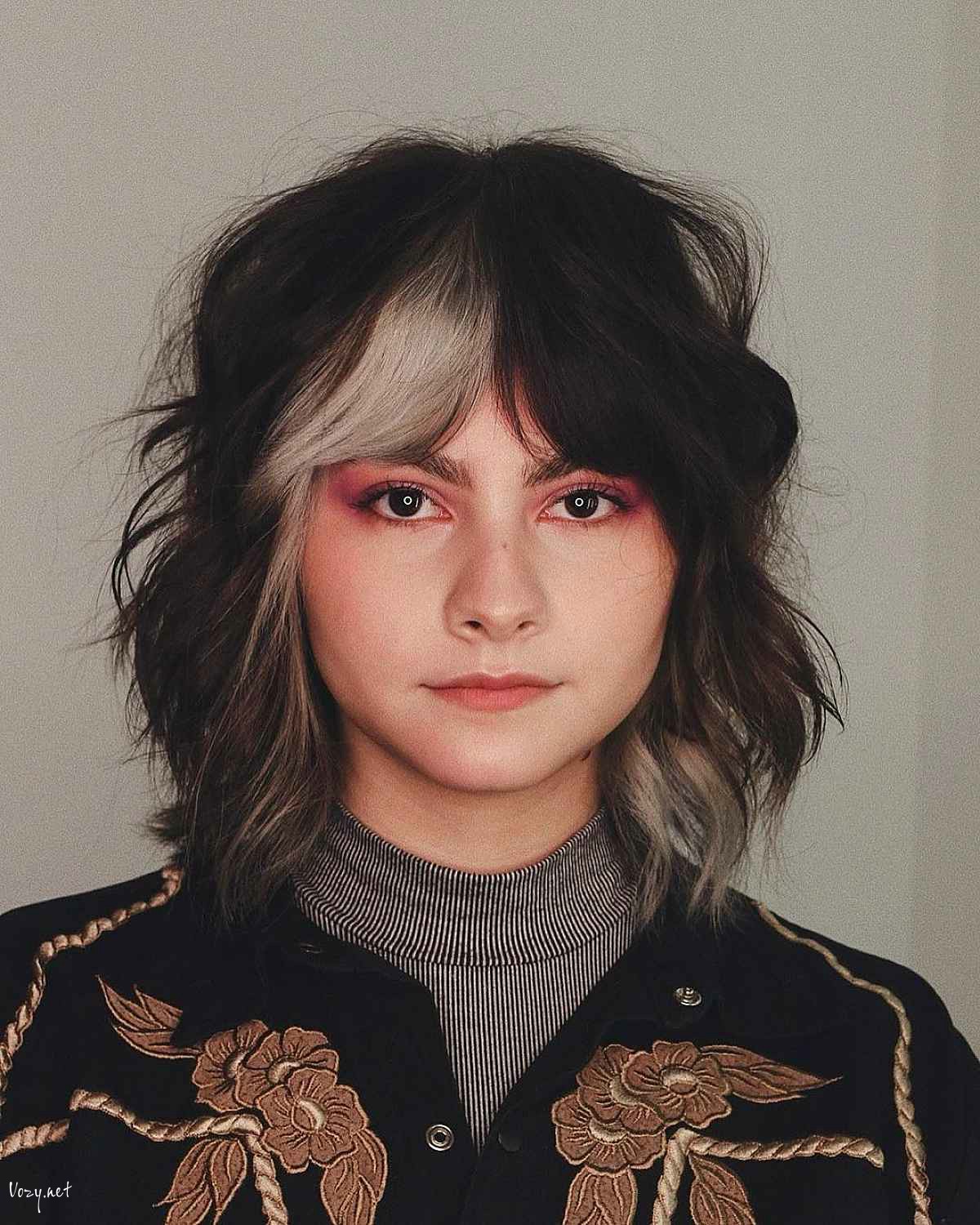 razor cut shag with bardot bangs
