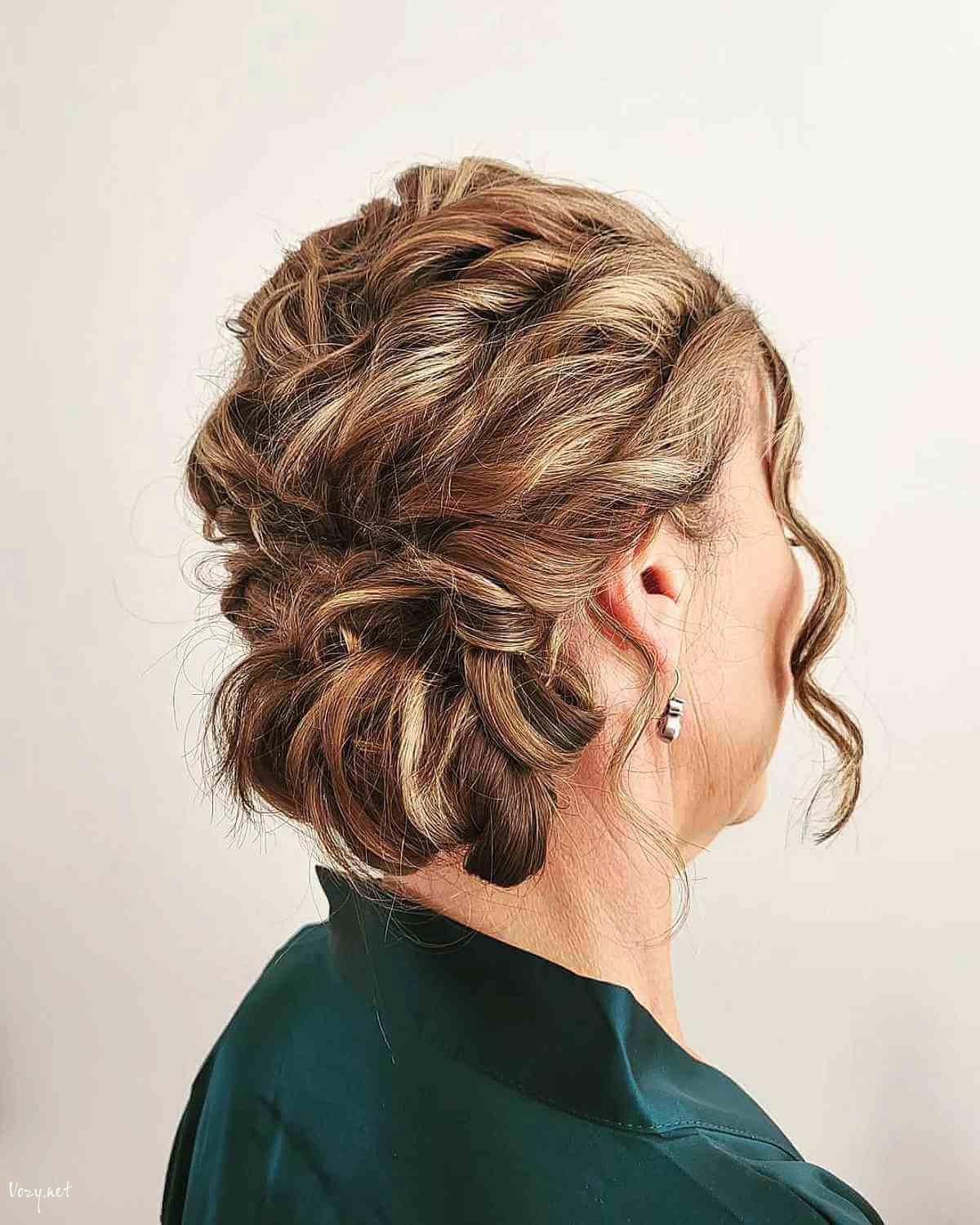 romantic loose updo for 50 year old women