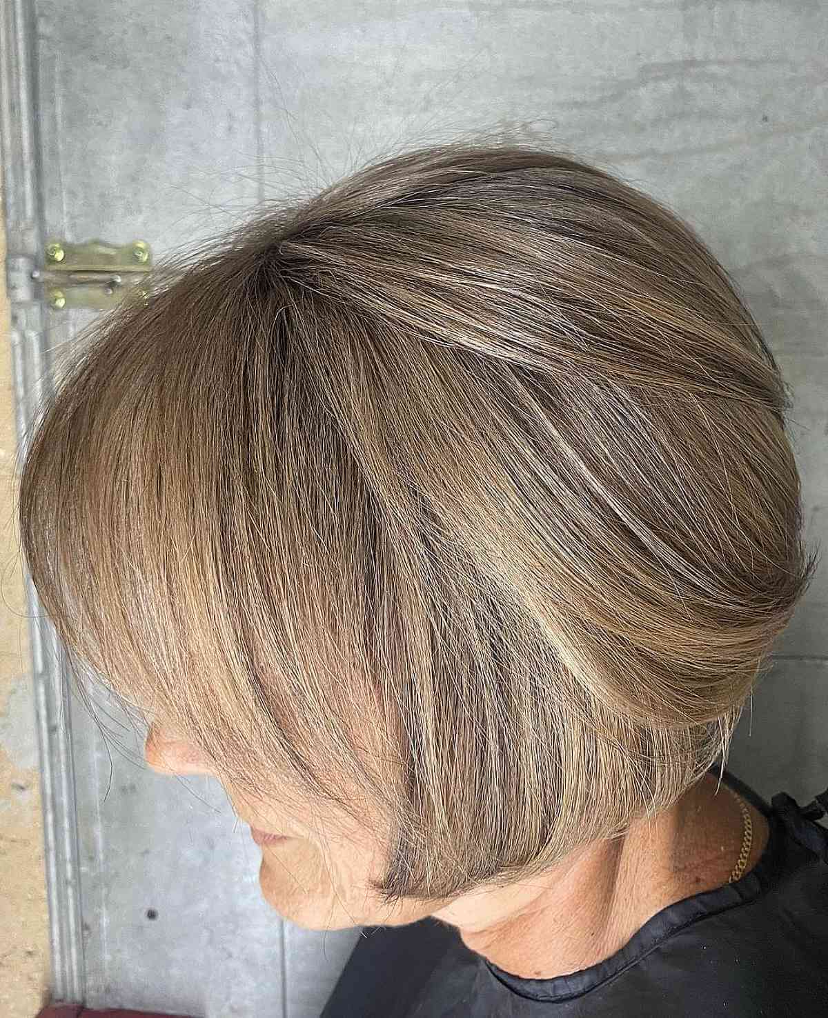 round bob with long bangs for fine hair for ladies over 50