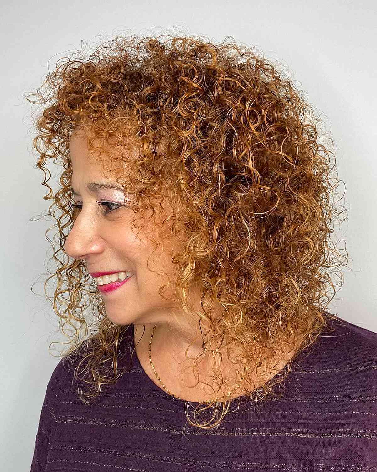 shaggy curly lob for medium length hair