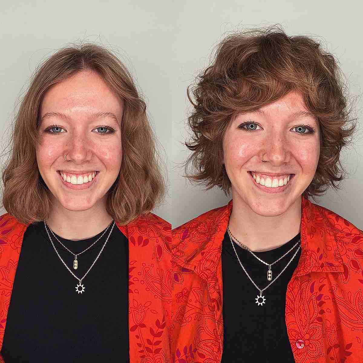 shaggy razor cut for chin length curly hair
