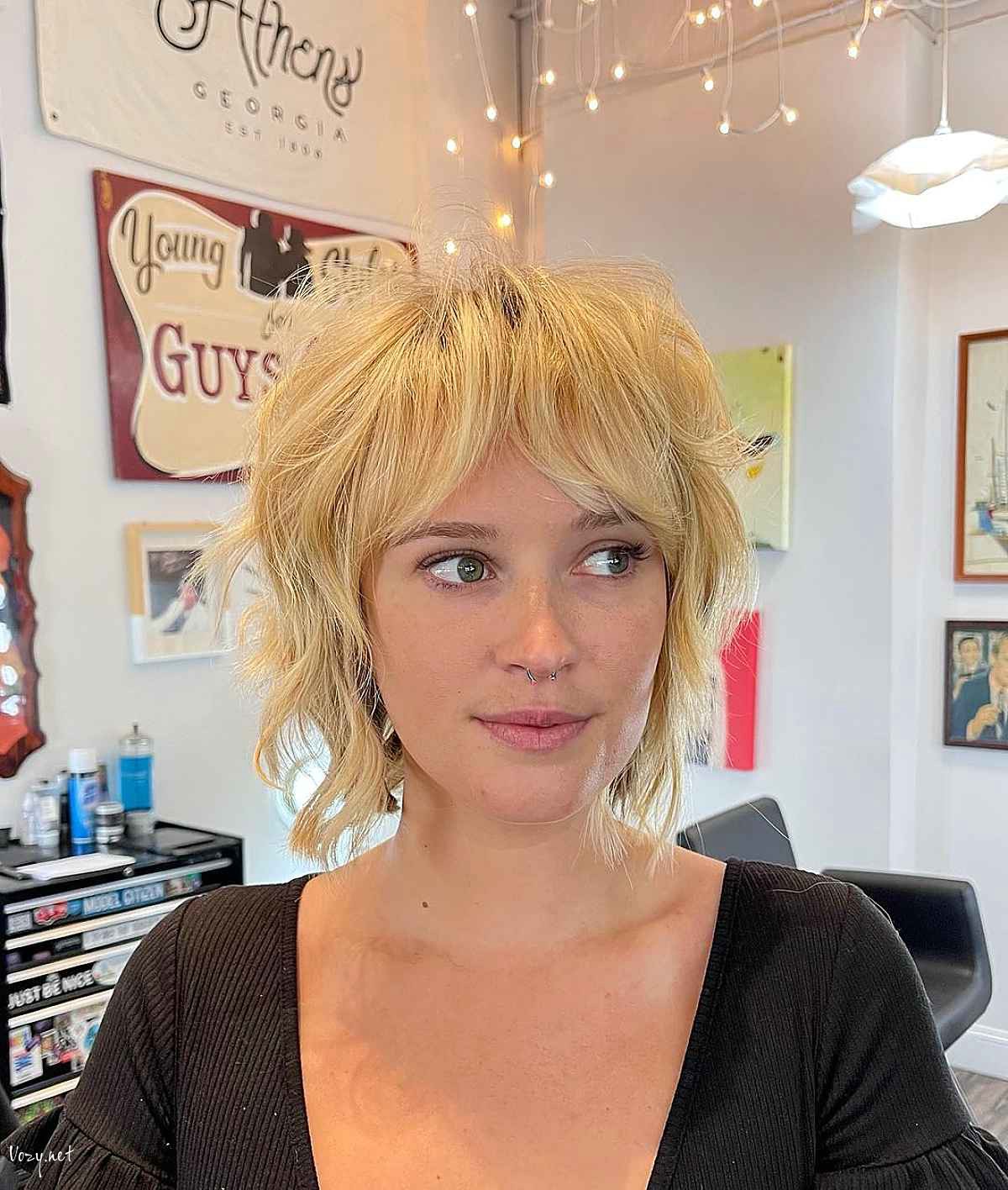 short and messy shag
