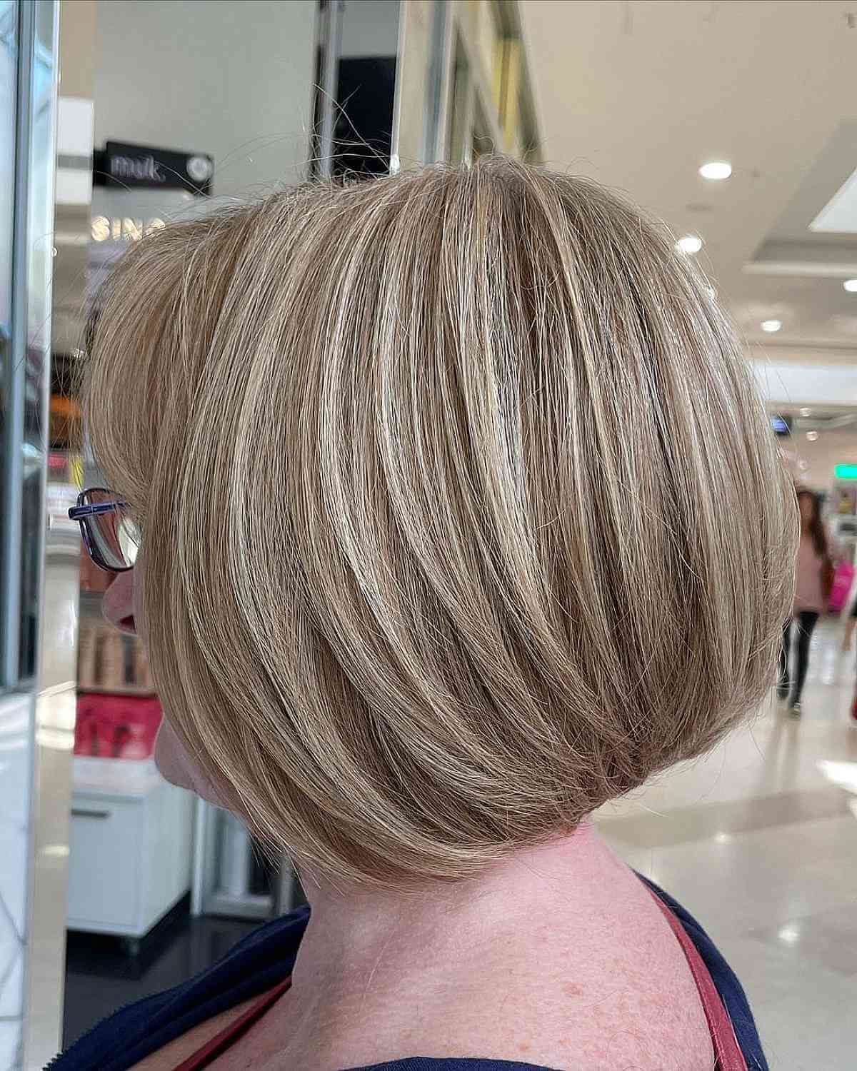 short concave bob for 50 year old women with fine hair