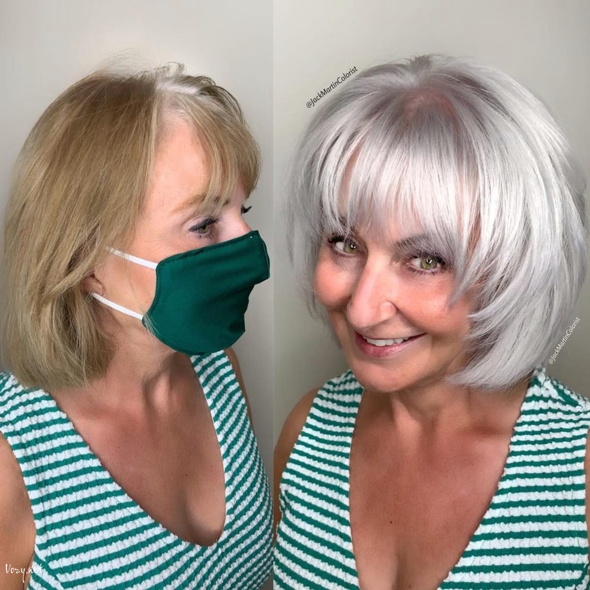 short layered shag for over 50 year old women with thick gray hair