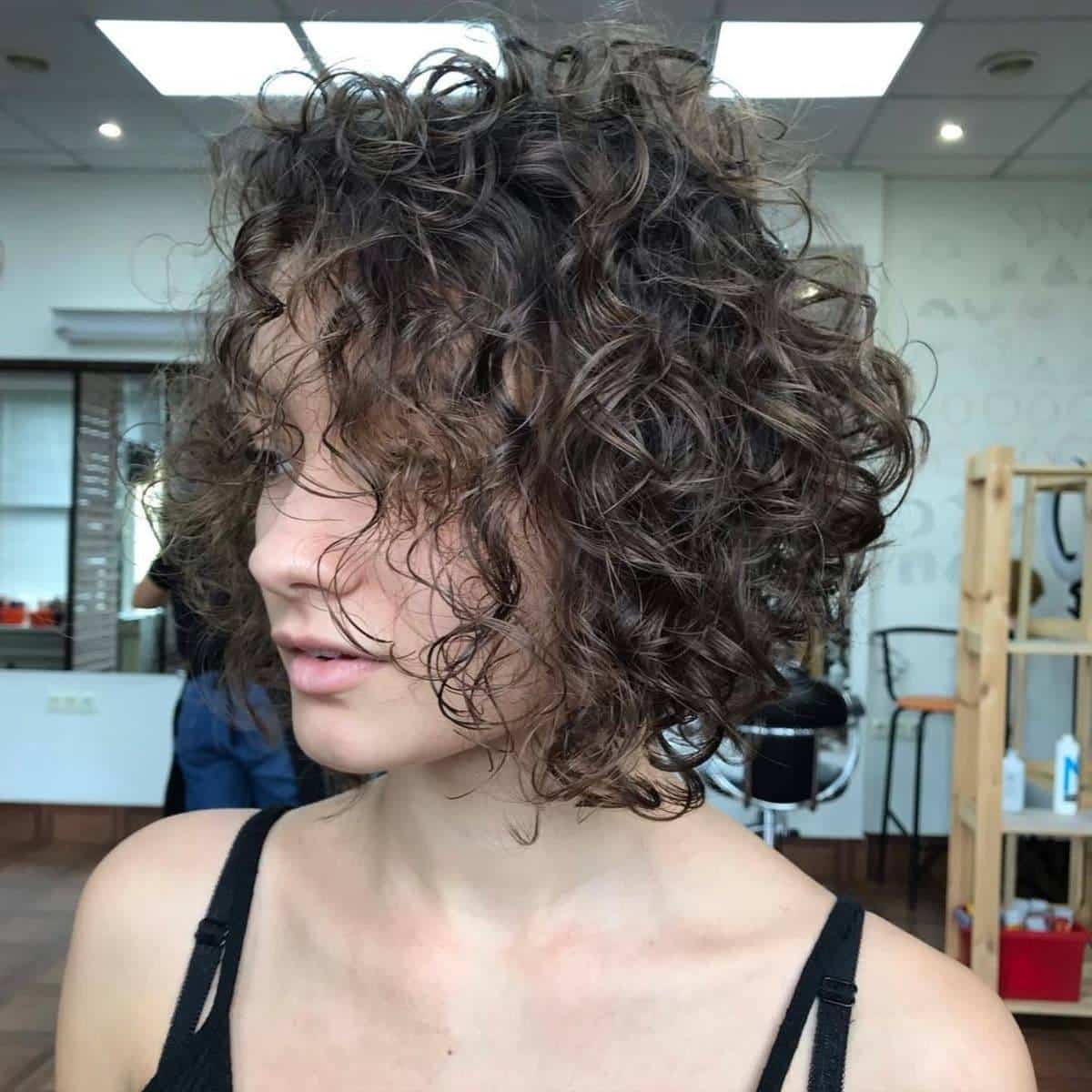 short messy permed bob