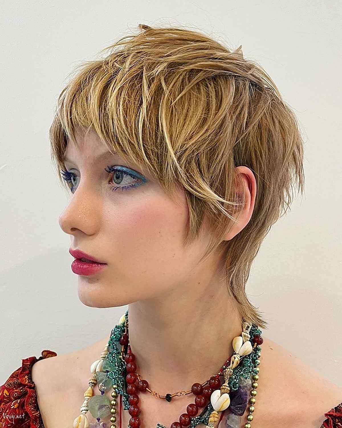 short shag with choppy shaggy bangs