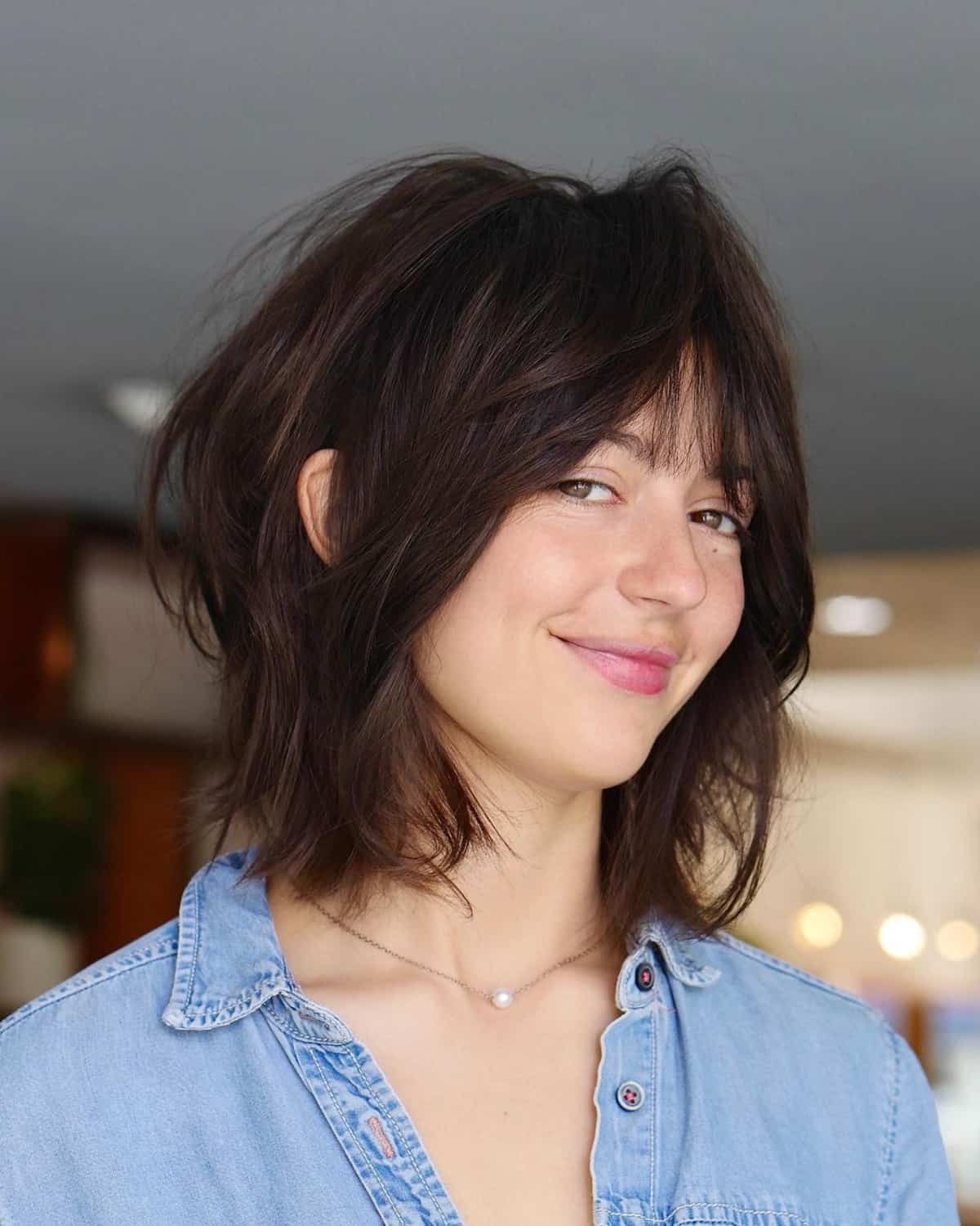 short shaggy cut with short fringe
