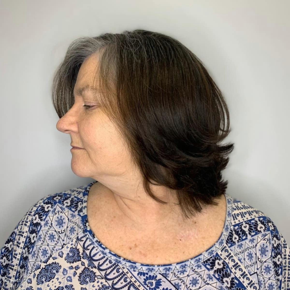 short to medium cut for a woman over fifty with thin hair