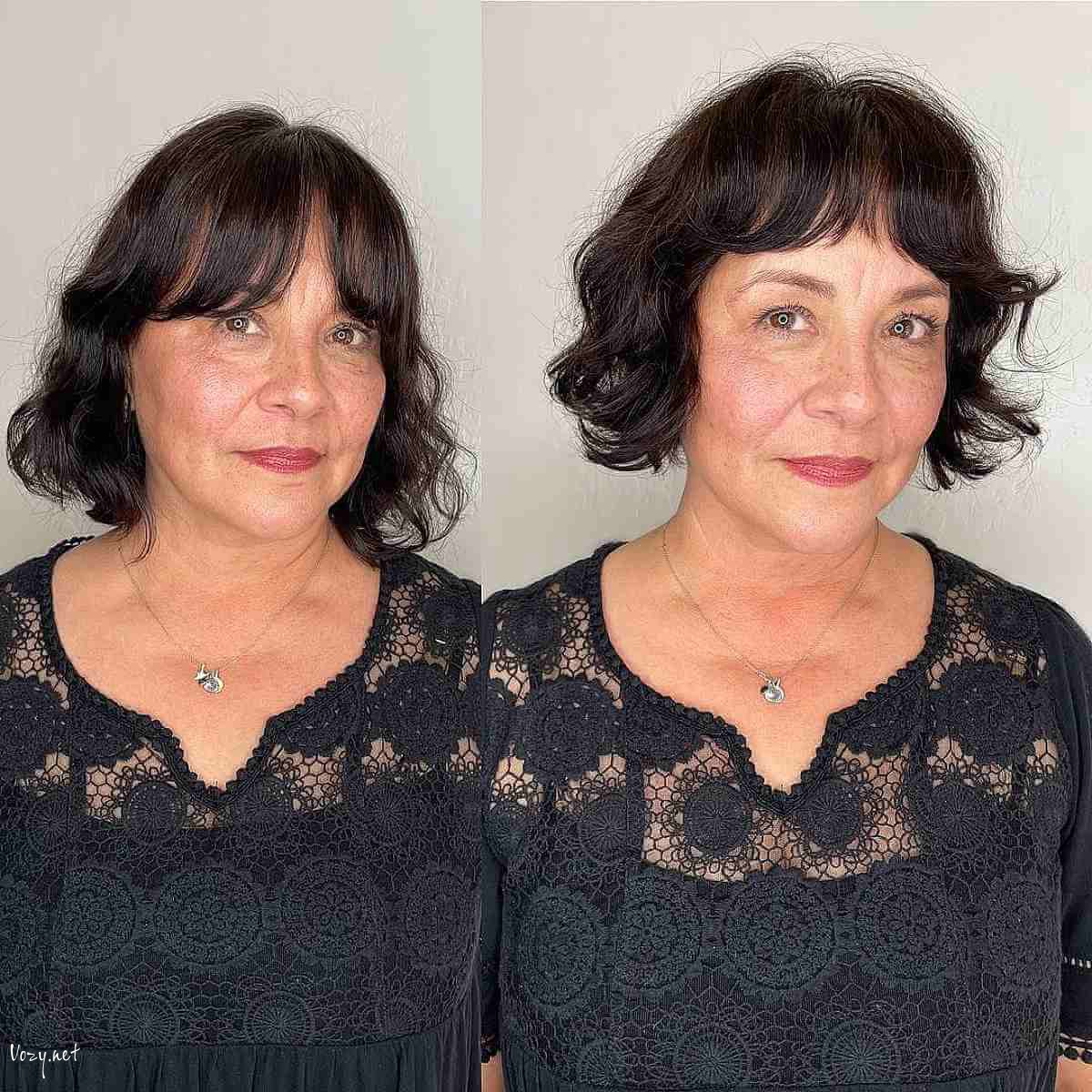 short to medium french bob with razored layers for ladies over fifty
