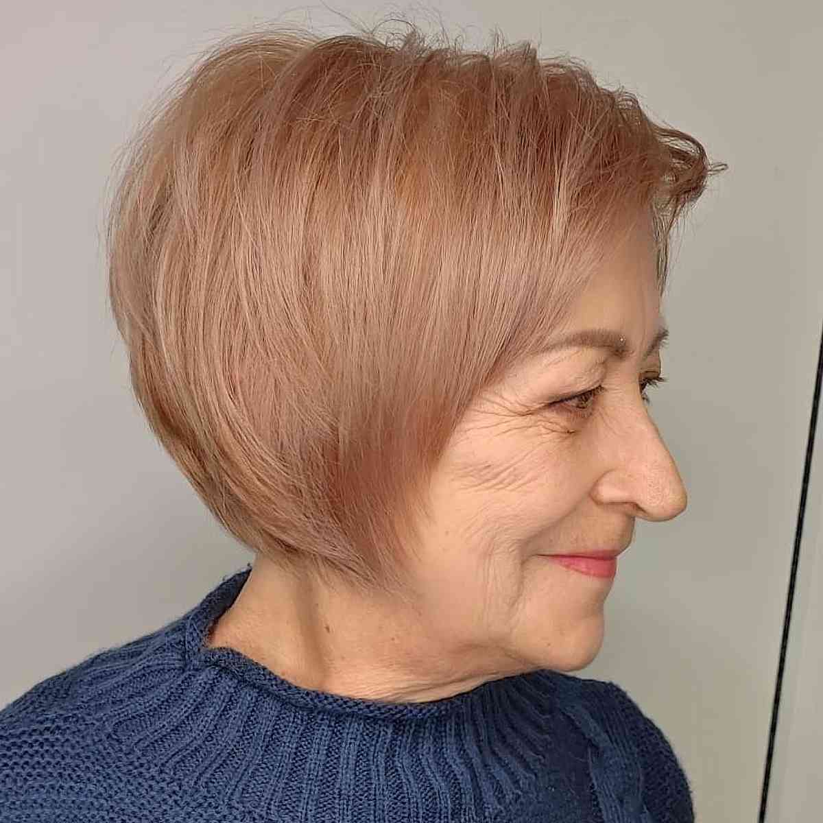 short wispy bob for fine hair for a 50 year old lady