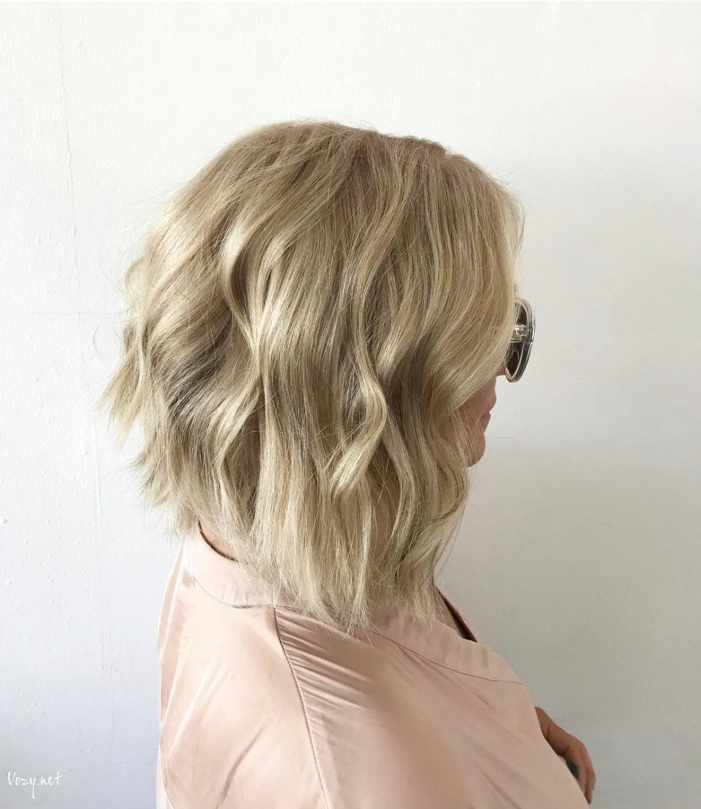 shorter shaggy angled bob haircut