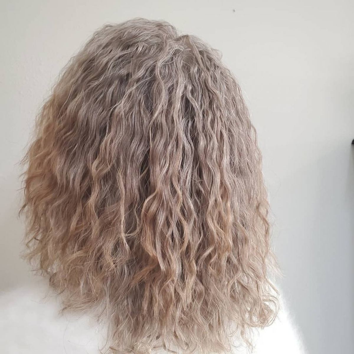 shoulder length ash blonde perm
