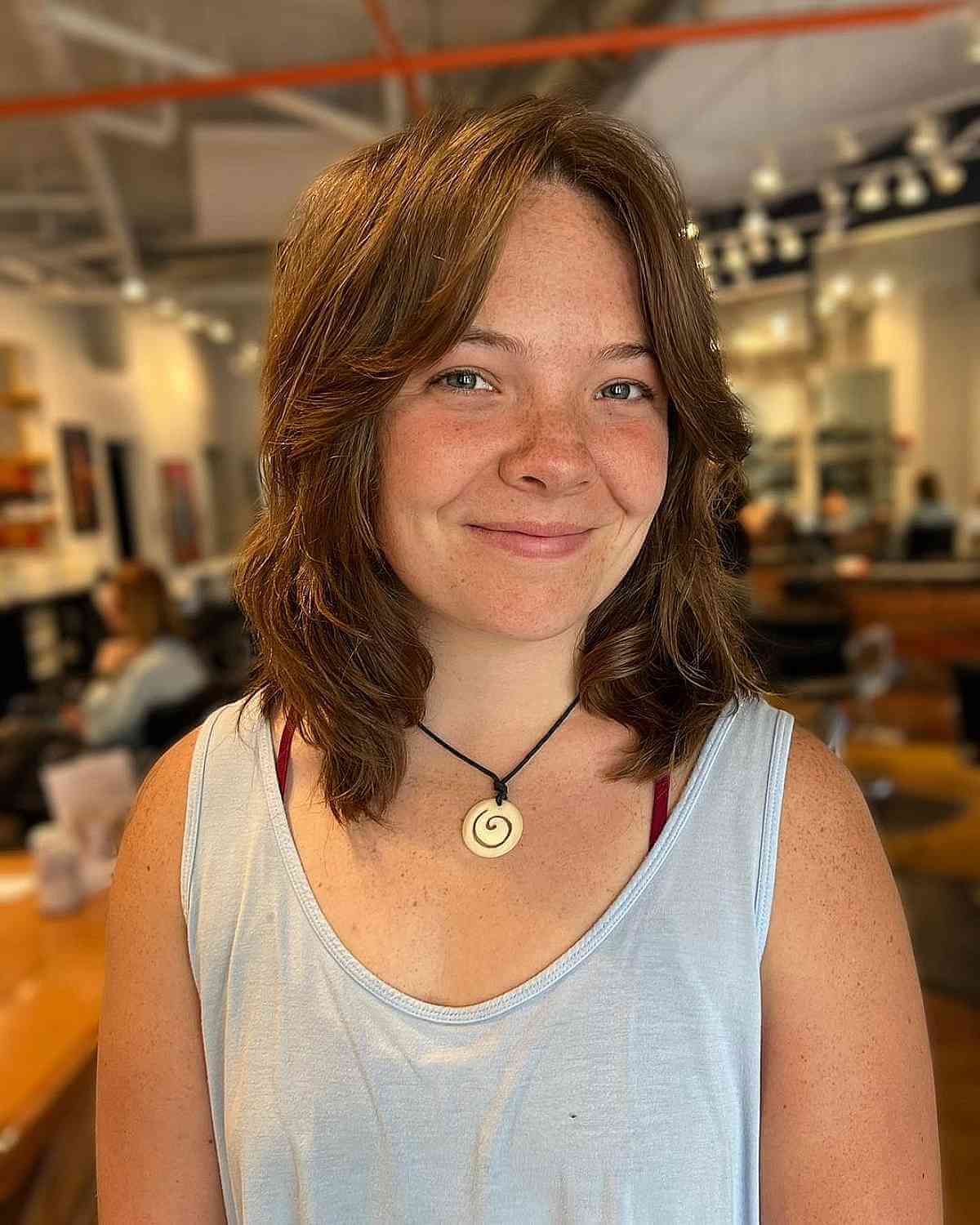 shoulder length soft shag wash and go style