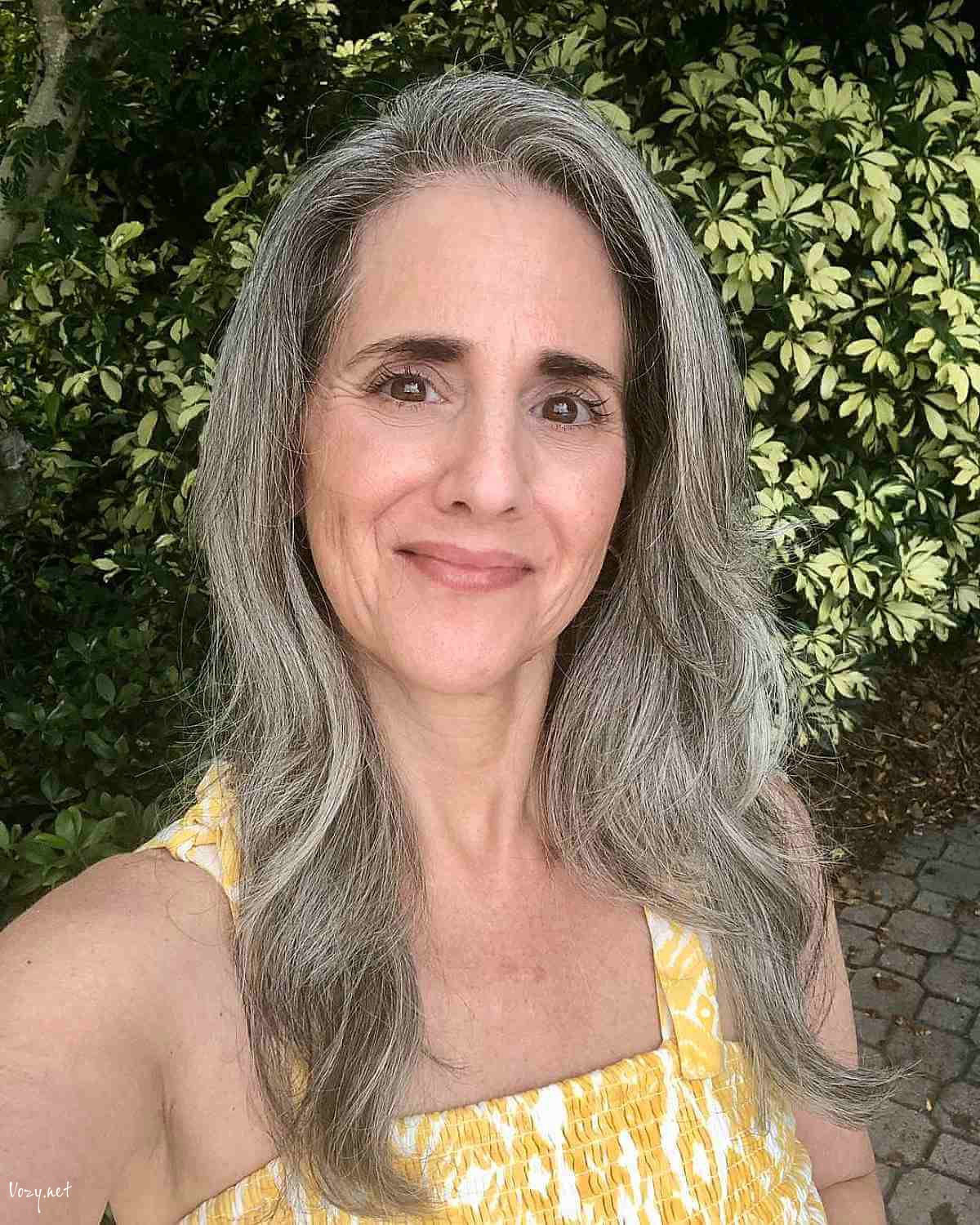 soft layers on longer hair for a 50 year old woman