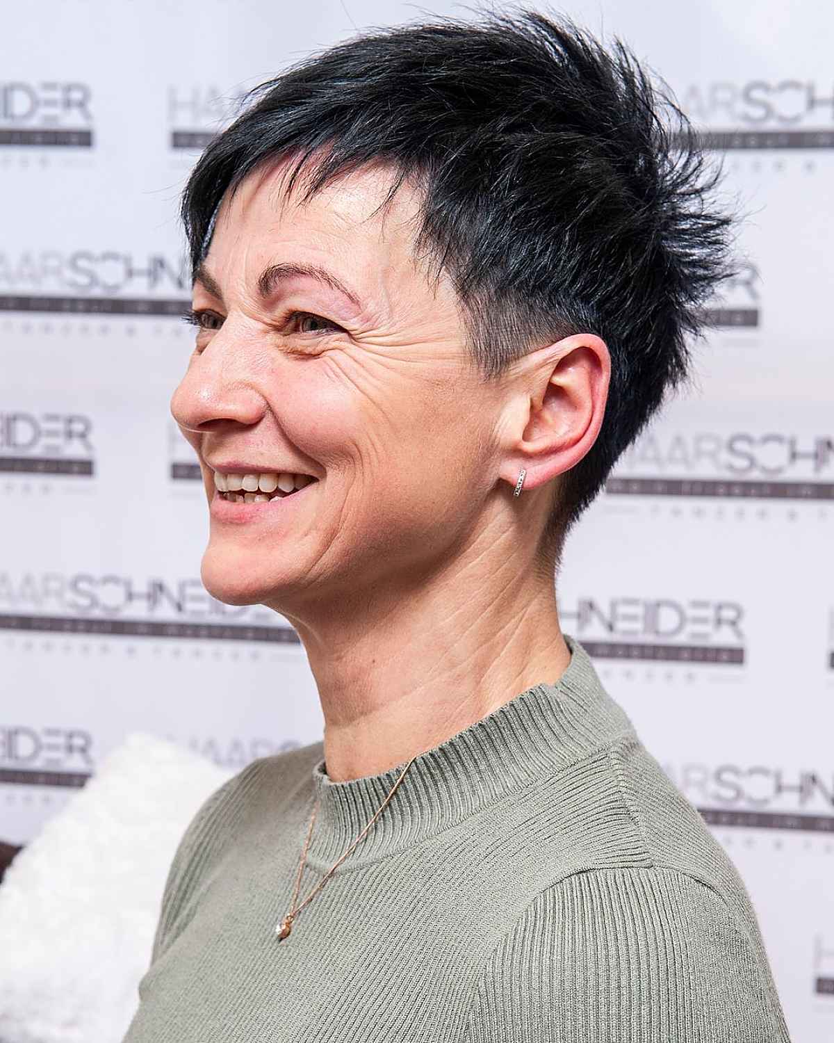 spiky androgynous pixie for woman over the age of 50 with thin hair