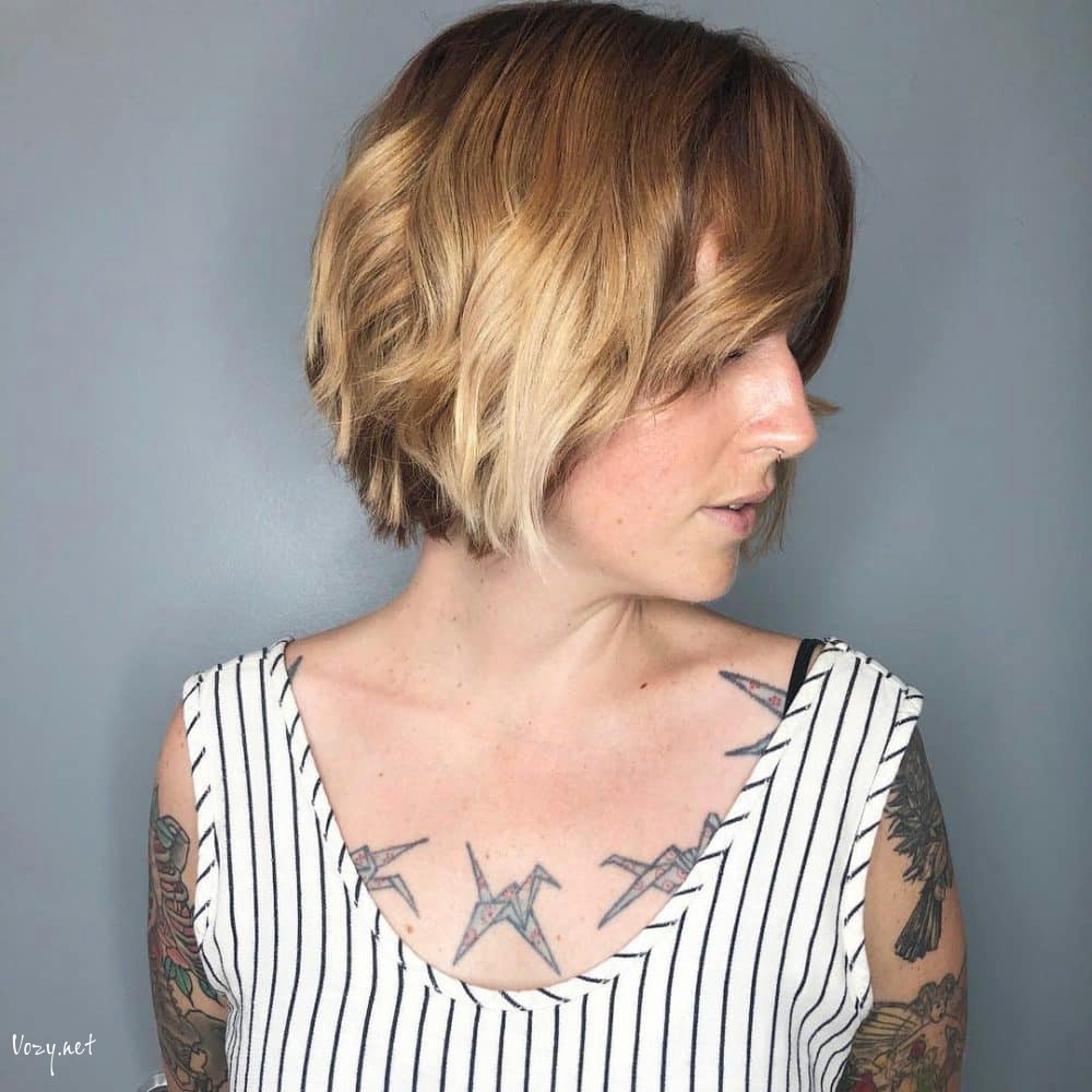super short balayage shag haircut