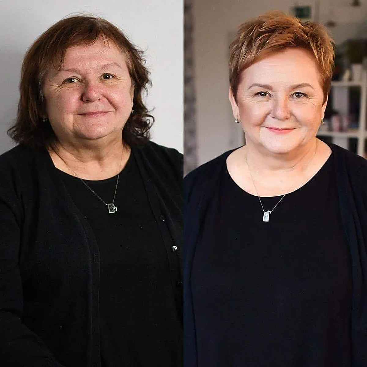textured pixie bob cut for woman over 50 with round faces and thin hair
