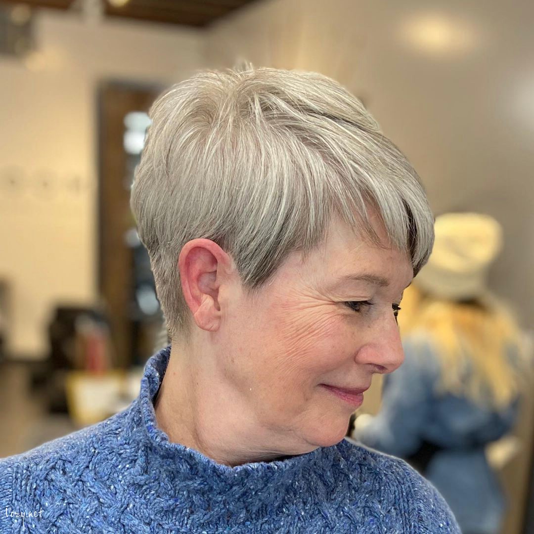 textured pixie for women 50 years old with round face