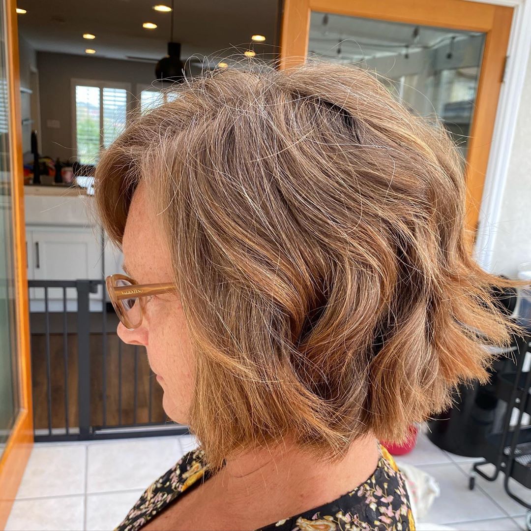 toffee and caramel hair for a woman over 50