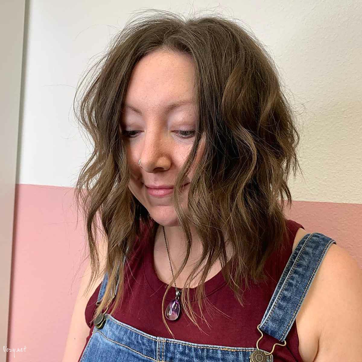 tousled chop for a round chubby face with thin hair